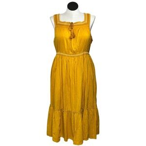 Womens 2X Yellow Smocked Square Neck Maxi Sun Dress Milk Made Summer Dress